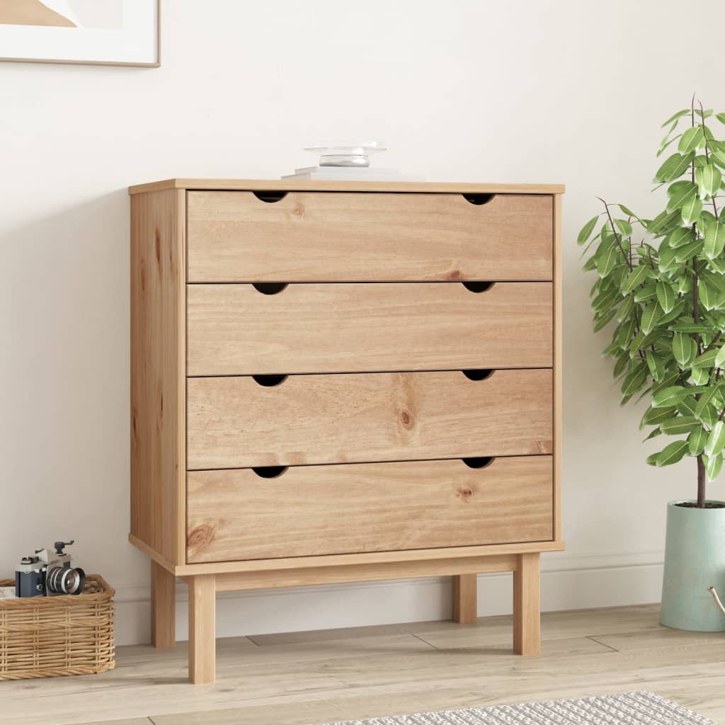 vidaXL Drawer Cabinet OTTA 76.5x39.5x90cm Solid Wood Pine
