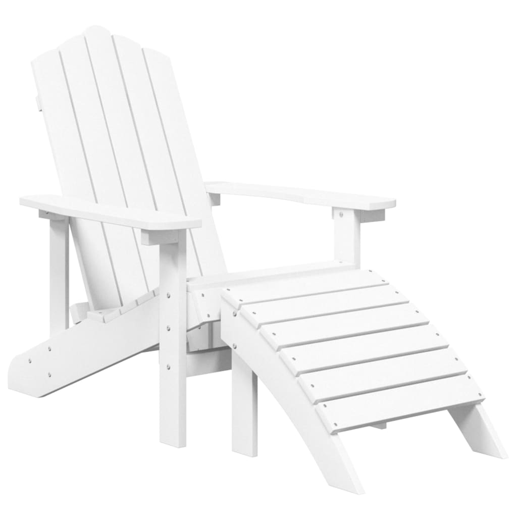 vidaXL Garden Adirondack Chair with Footstool HDPE White