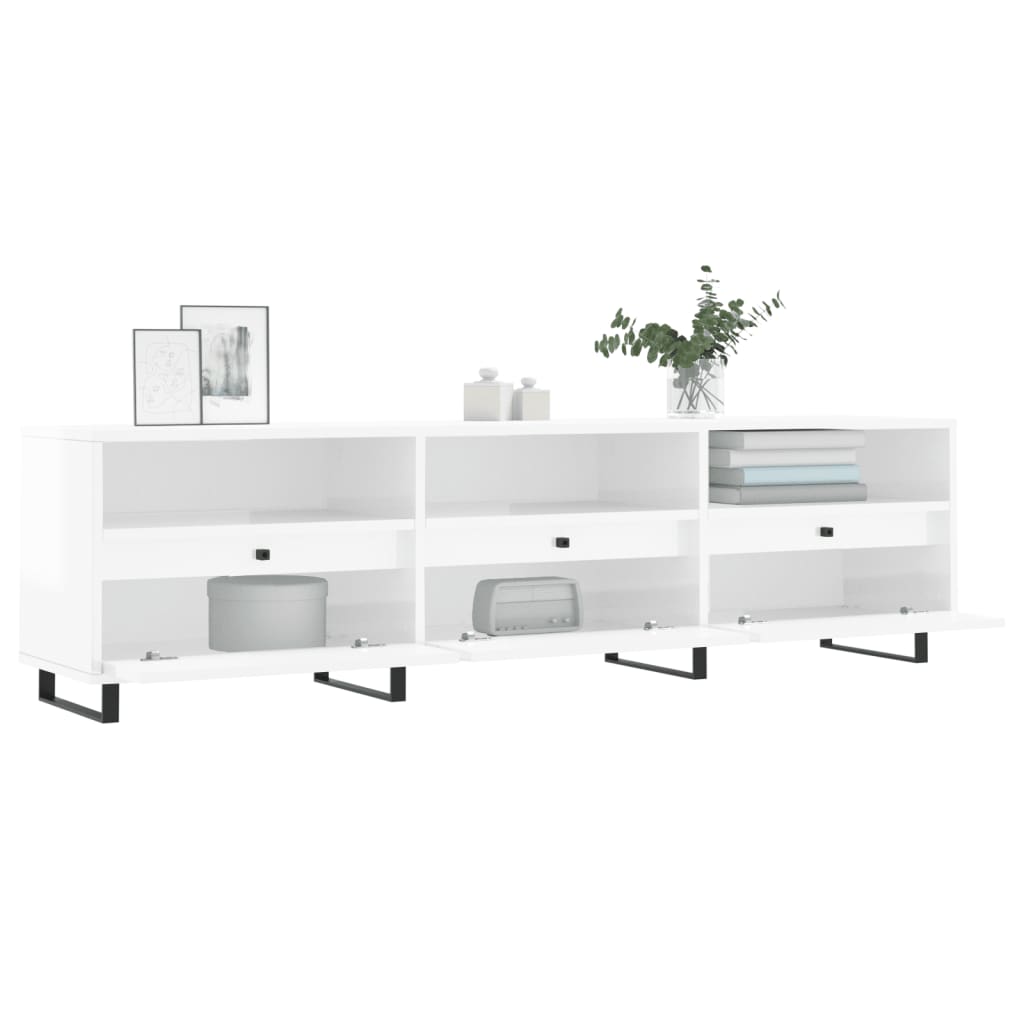vidaXL TV Cabinet High Gloss White 150x30x44.5 cm Engineered Wood