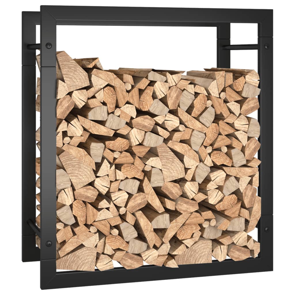 vidaXL Firewood Rack Matt Black 50x28x56 cm Steel