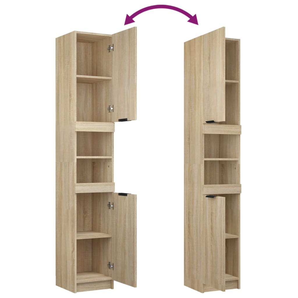 vidaXL 3 Piece Bathroom Cabinet Set Sonoma Oak Engineered Wood
