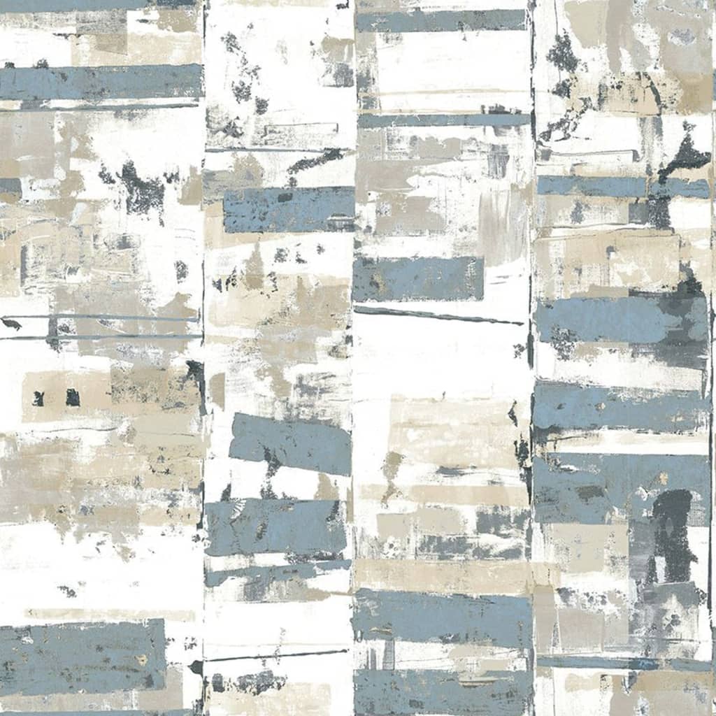 Noordwand Wallpaper Friends & Coffee Industrial Weathered Blue and Metallic