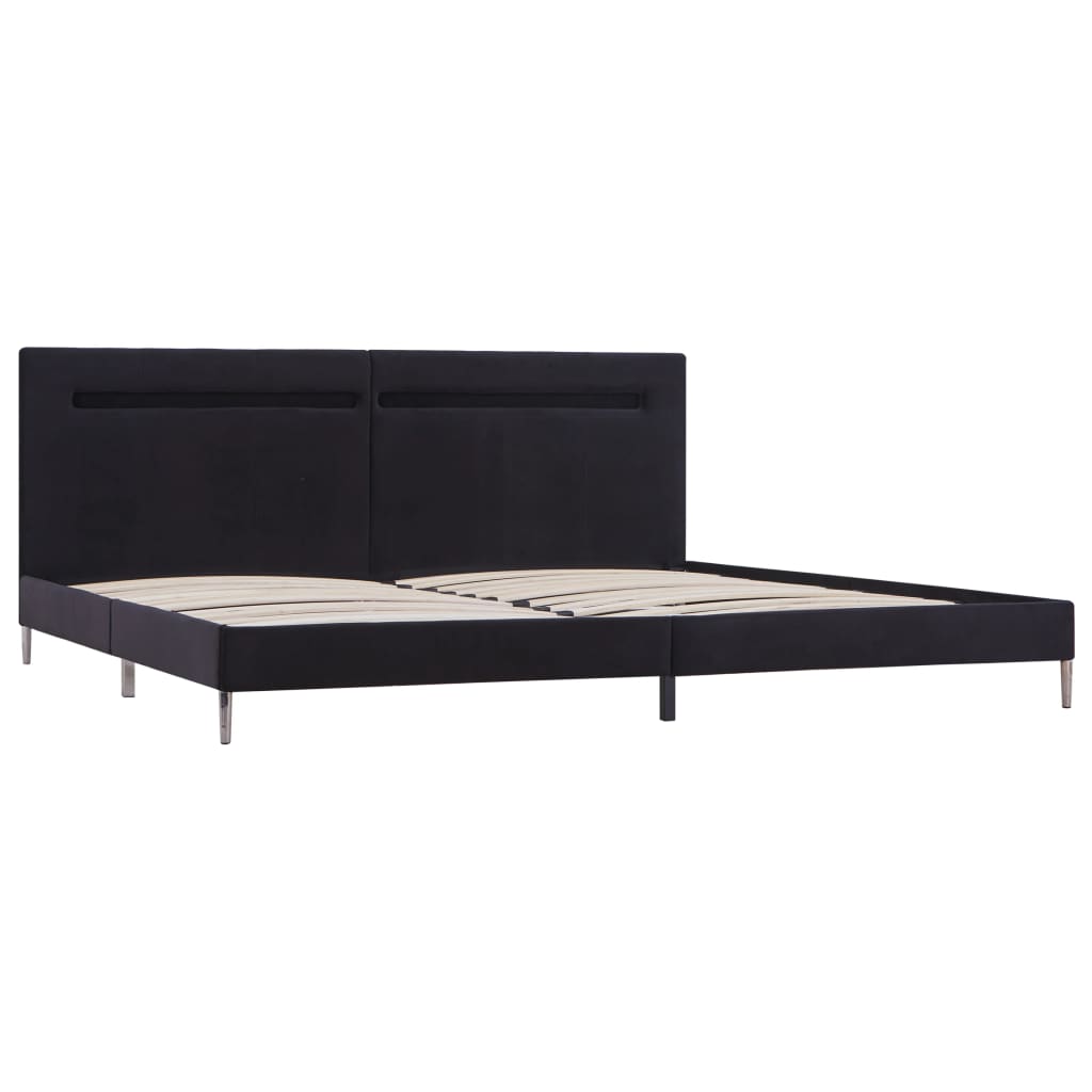vidaXL Bed Frame with LED Black Fabric 160x200 cm