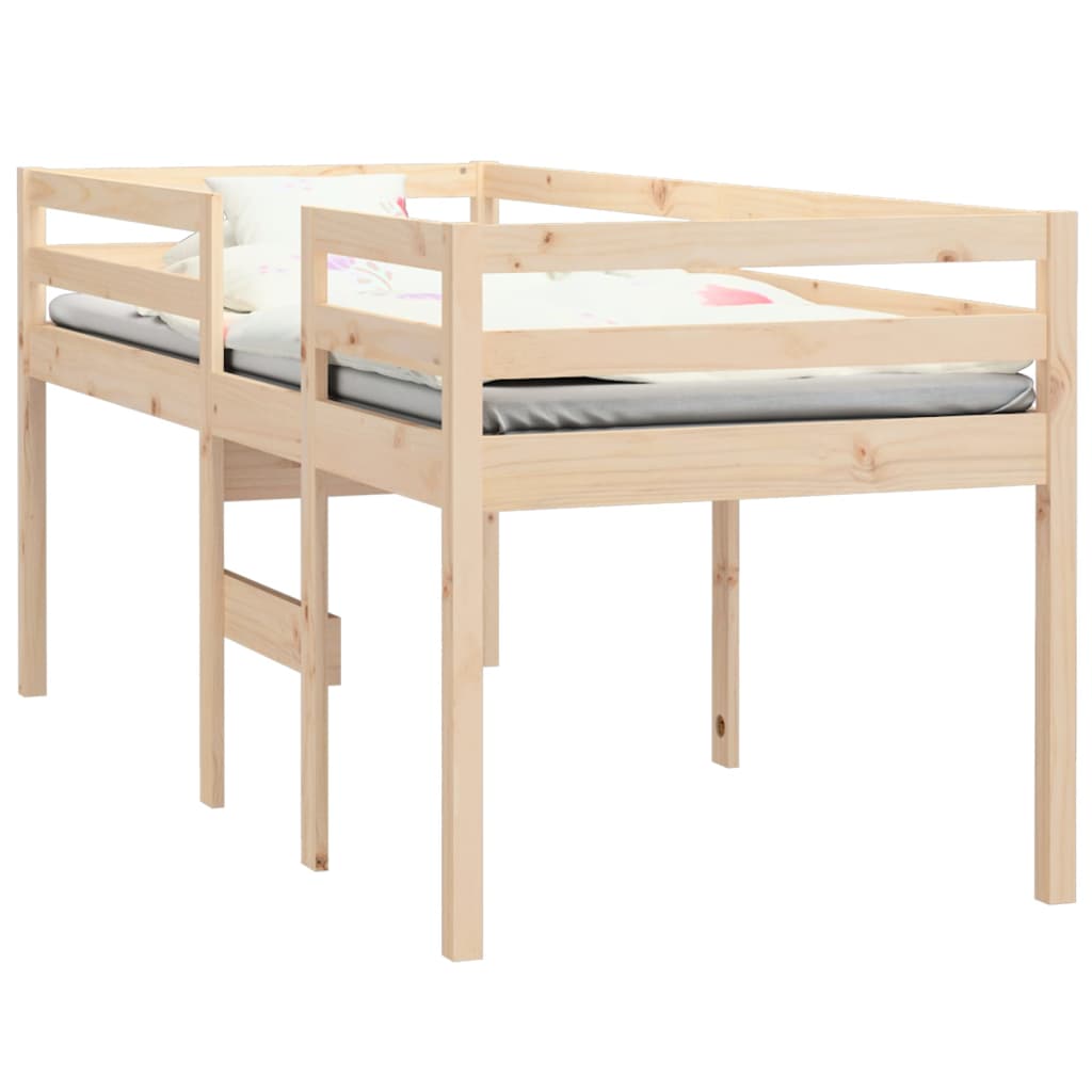 vidaXL High Sleeper Bed 75x190 cm Small Single Solid Wood Pine
