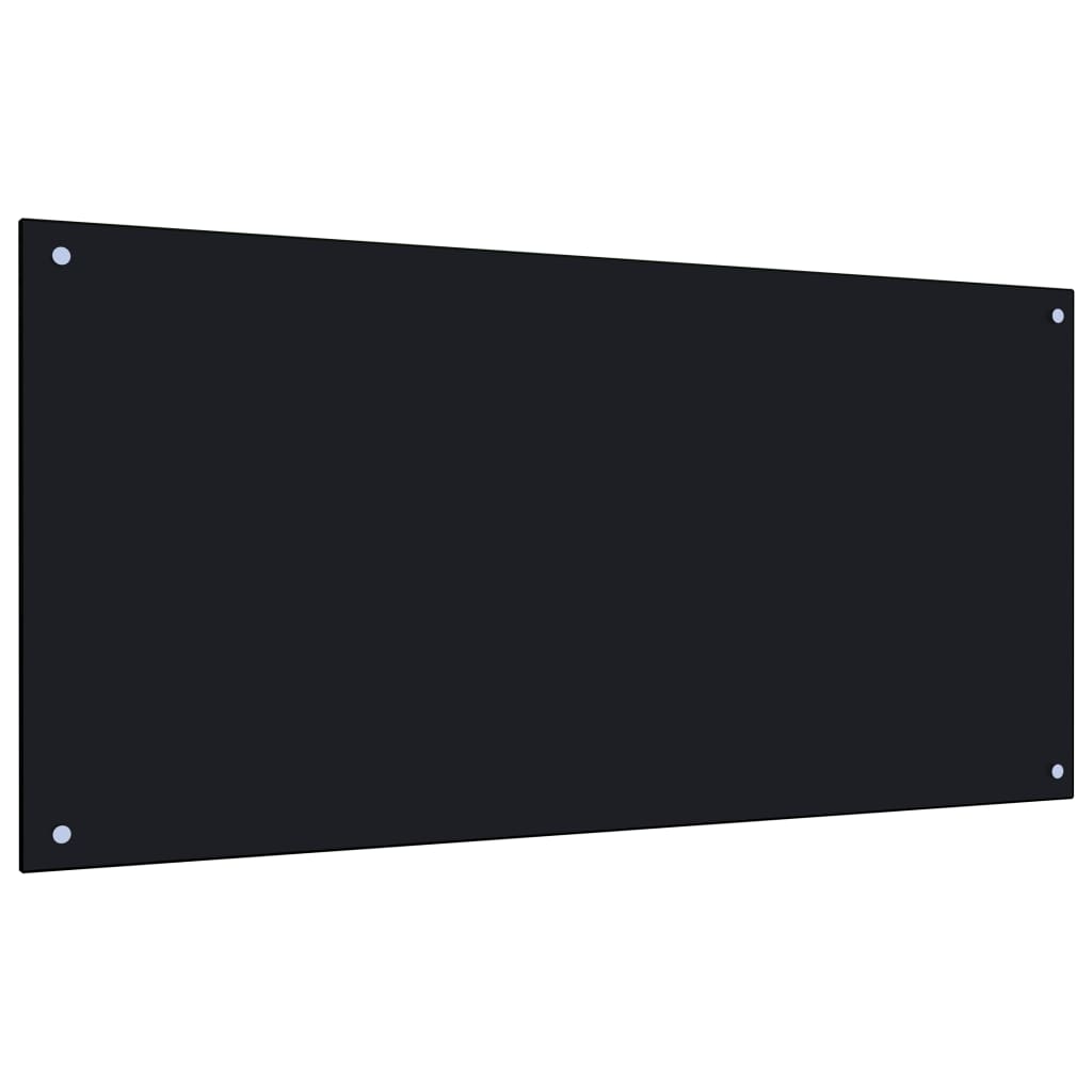 vidaXL Kitchen Backsplash Black 120x60 cm Tempered Glass