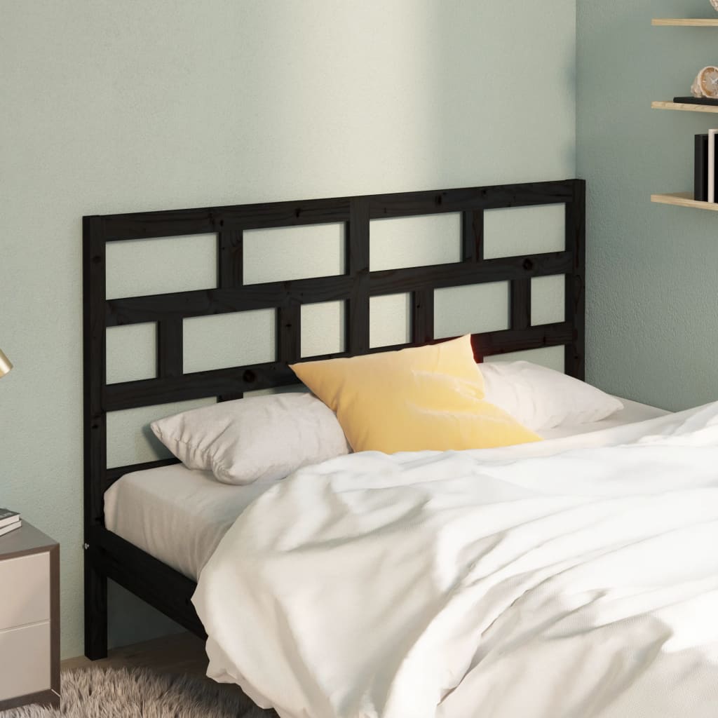 vidaXL Bed Headboard Black 126x4x100 cm Solid Wood Pine
