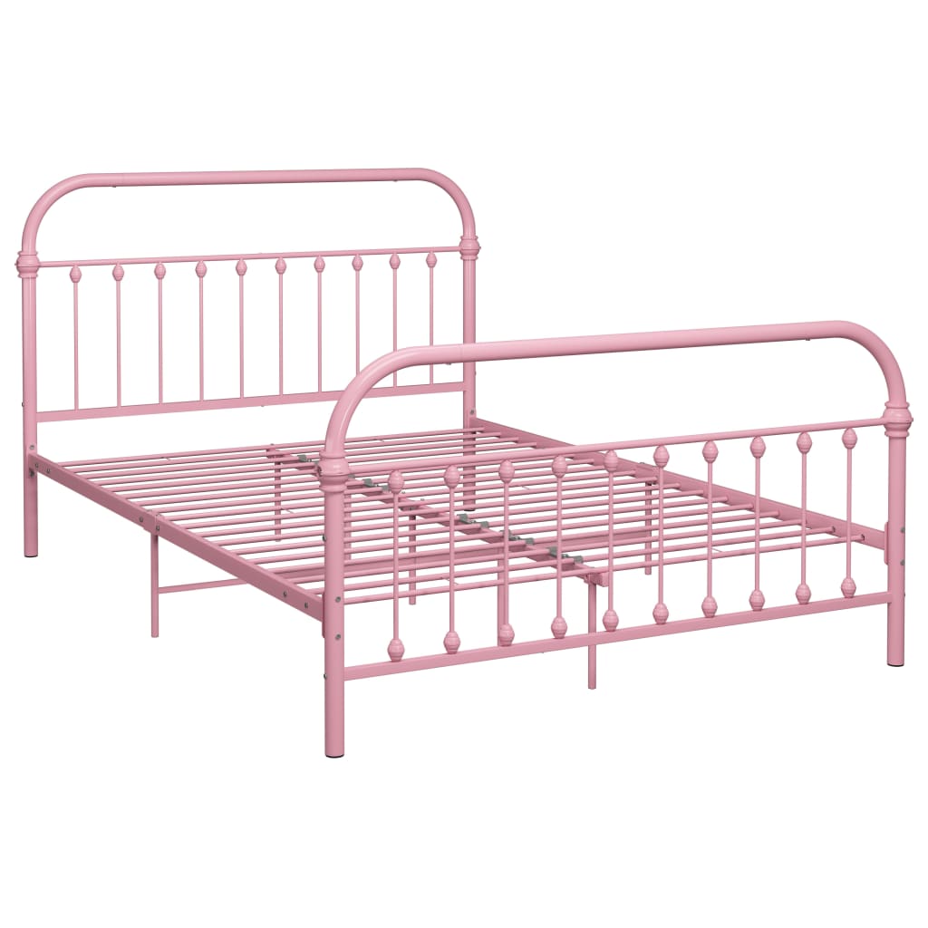 vidaXL Bed Frame Pink Metal 140x200 cm