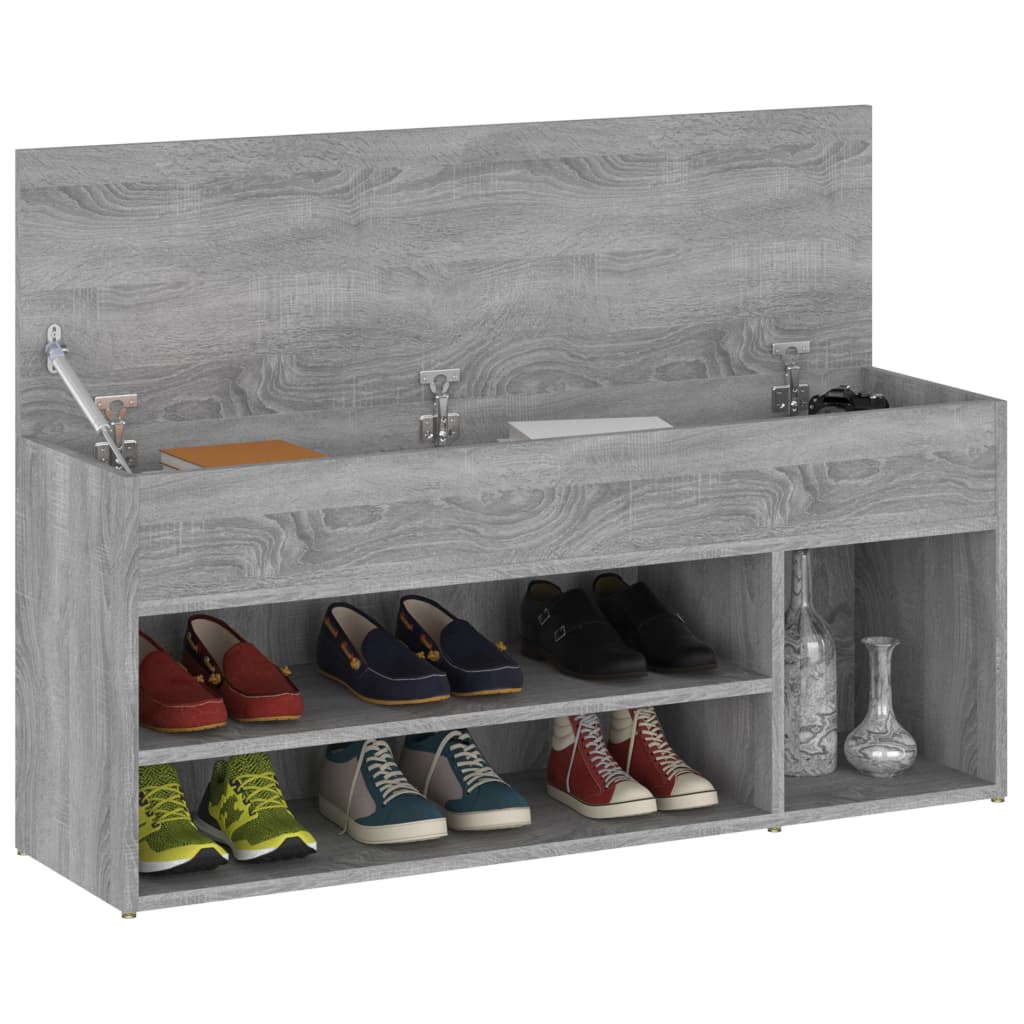 vidaXL Shoe Bench Grey Sonoma 105x30x45 cm Engineered Wood