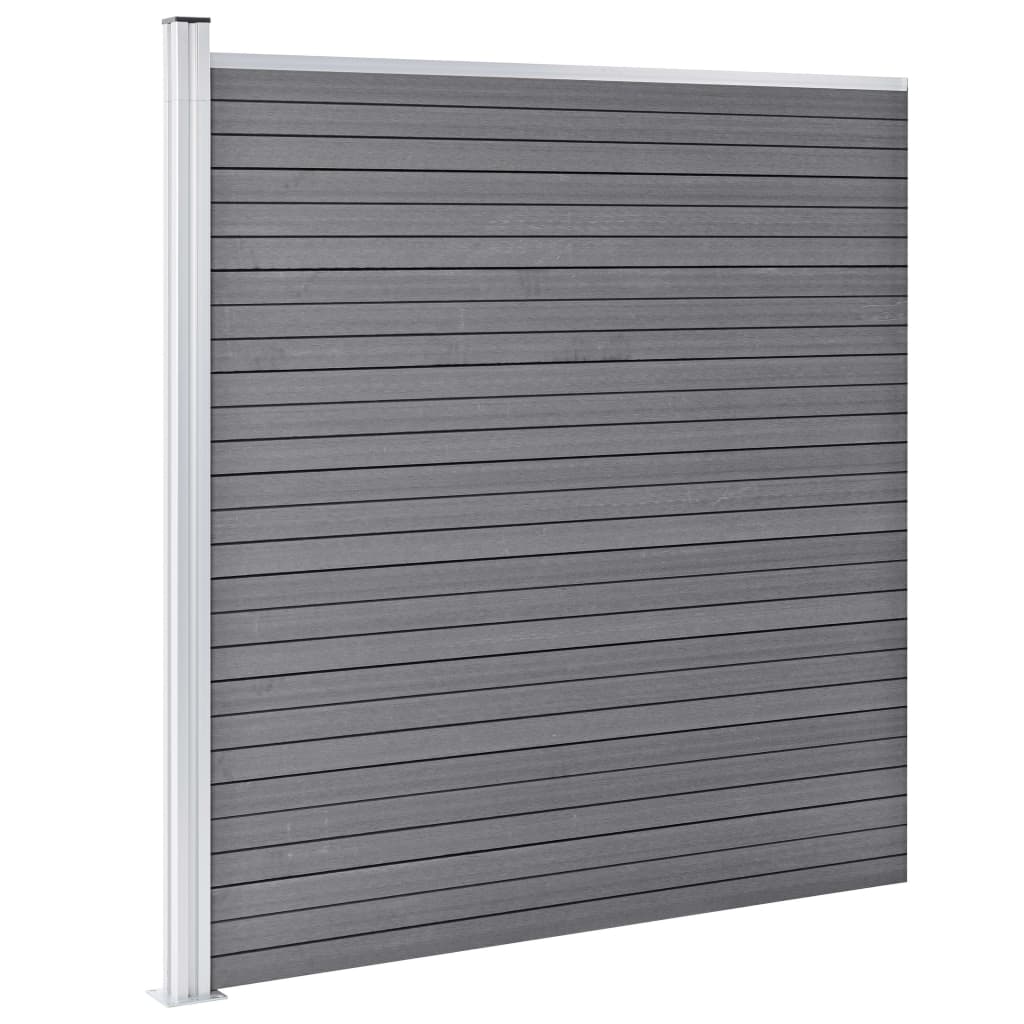 vidaXL WPC Fence Set 8 Square + 1 Slanted 1484x186 cm Grey