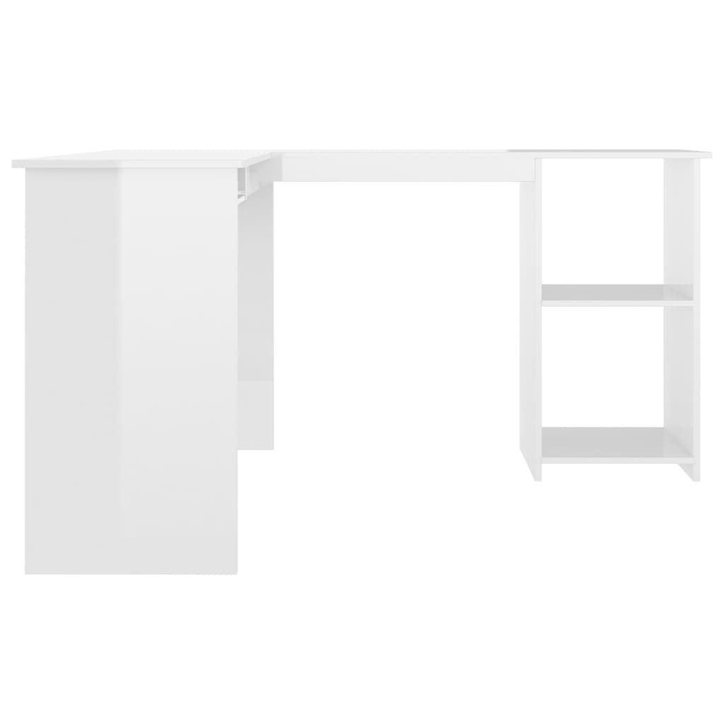 vidaXL L-Shaped Corner Desk High Gloss White 120x140x75 cm Engineered Wood