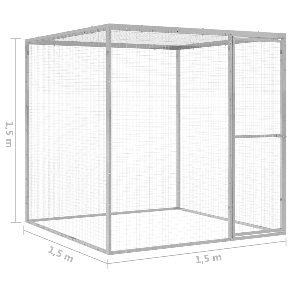 vidaXL Cat Cage 1.5x1.5x1.5 m Galvanised Steel
