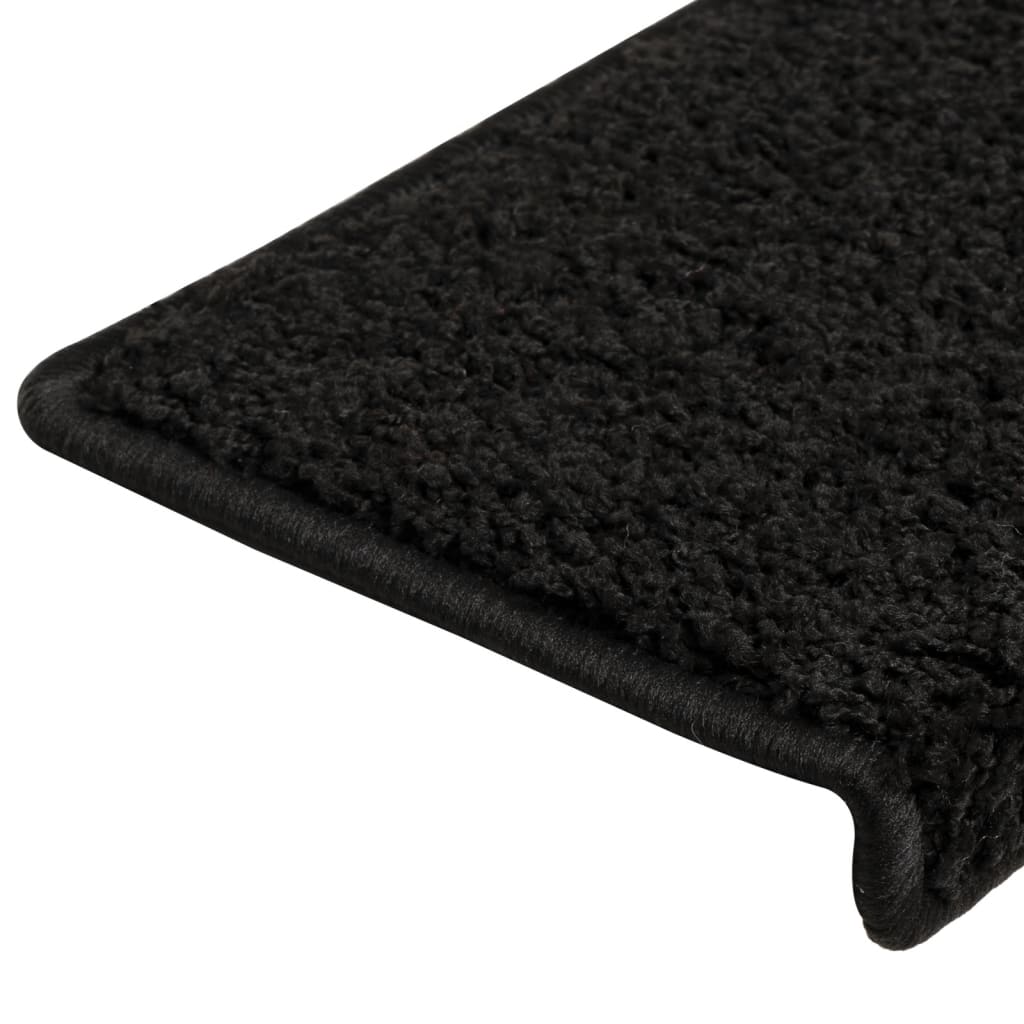 vidaXL Carpet Stair Treads 15 pcs 65x21x4 cm Black