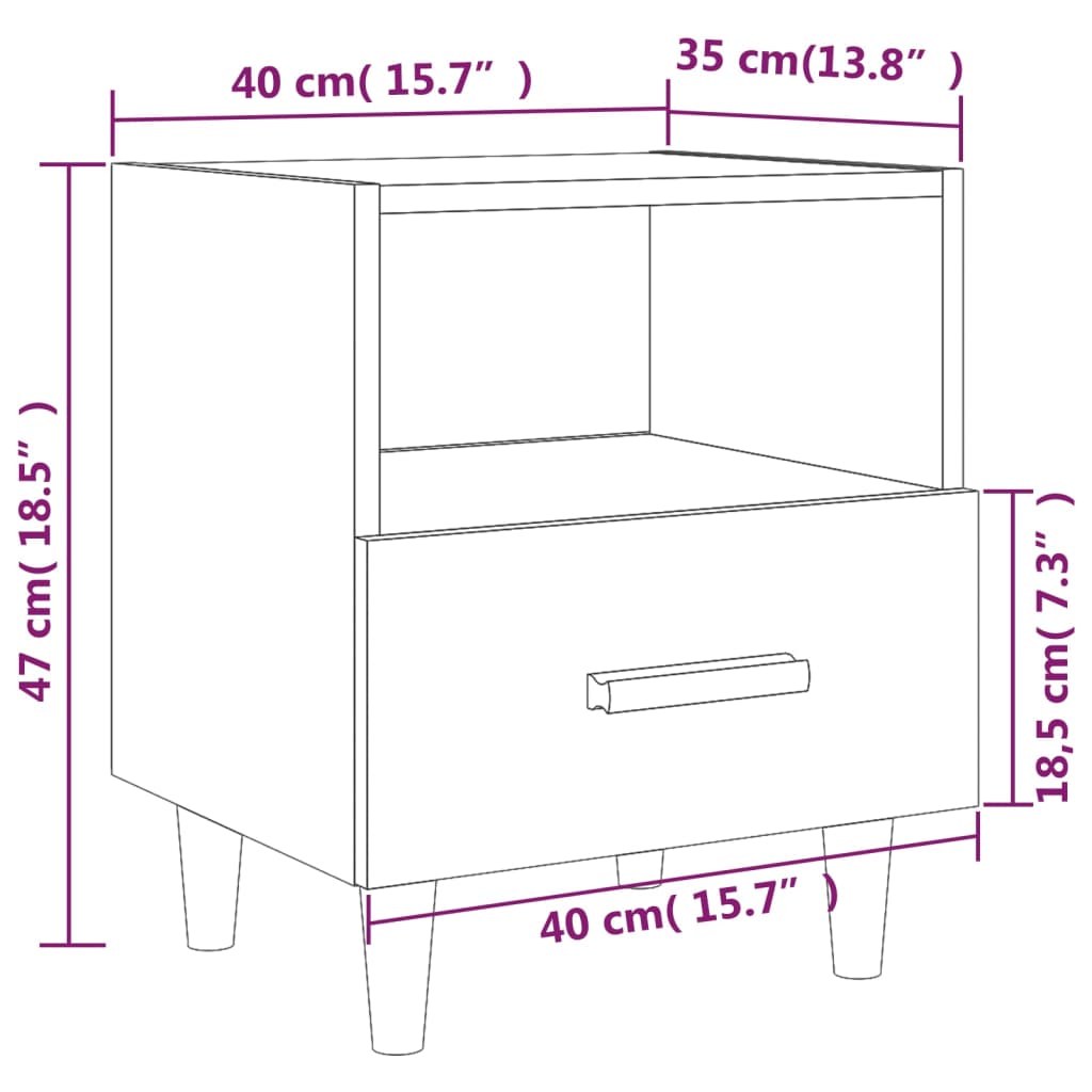 vidaXL Bedside Cabinets 2 pcs Brown Oak 40x35x47 cm
