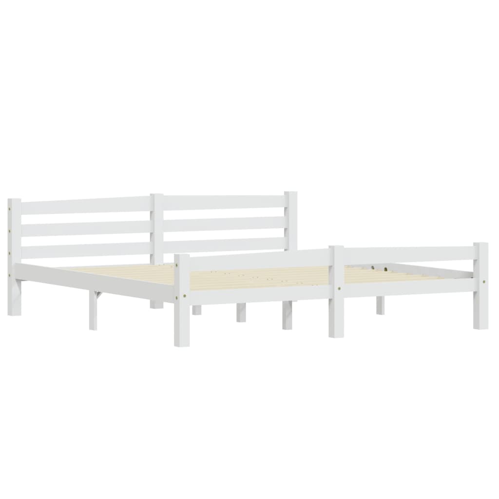 vidaXL Bed Frame White Solid Pinewood 180x200 cm Super King