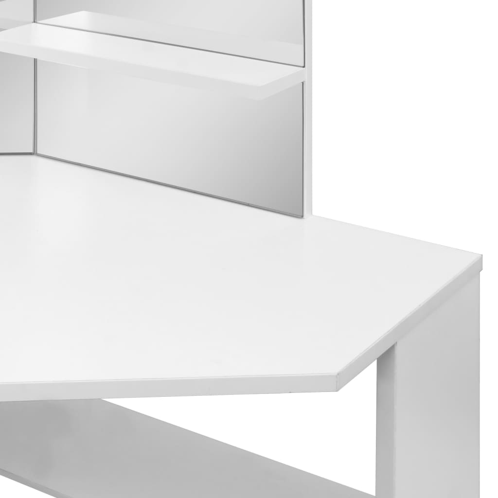 vidaXL Corner Dressing Table Cosmetic Table Make-up Table White