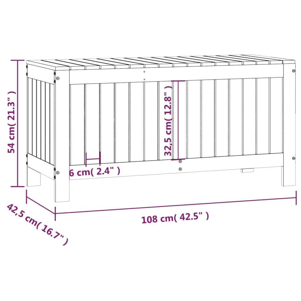 vidaXL Garden Storage Box Grey 108x42.5x54 cm Solid Wood Pine