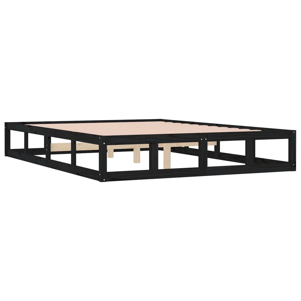 vidaXL Bed Frame Black 150x200 cm King Size Solid Wood