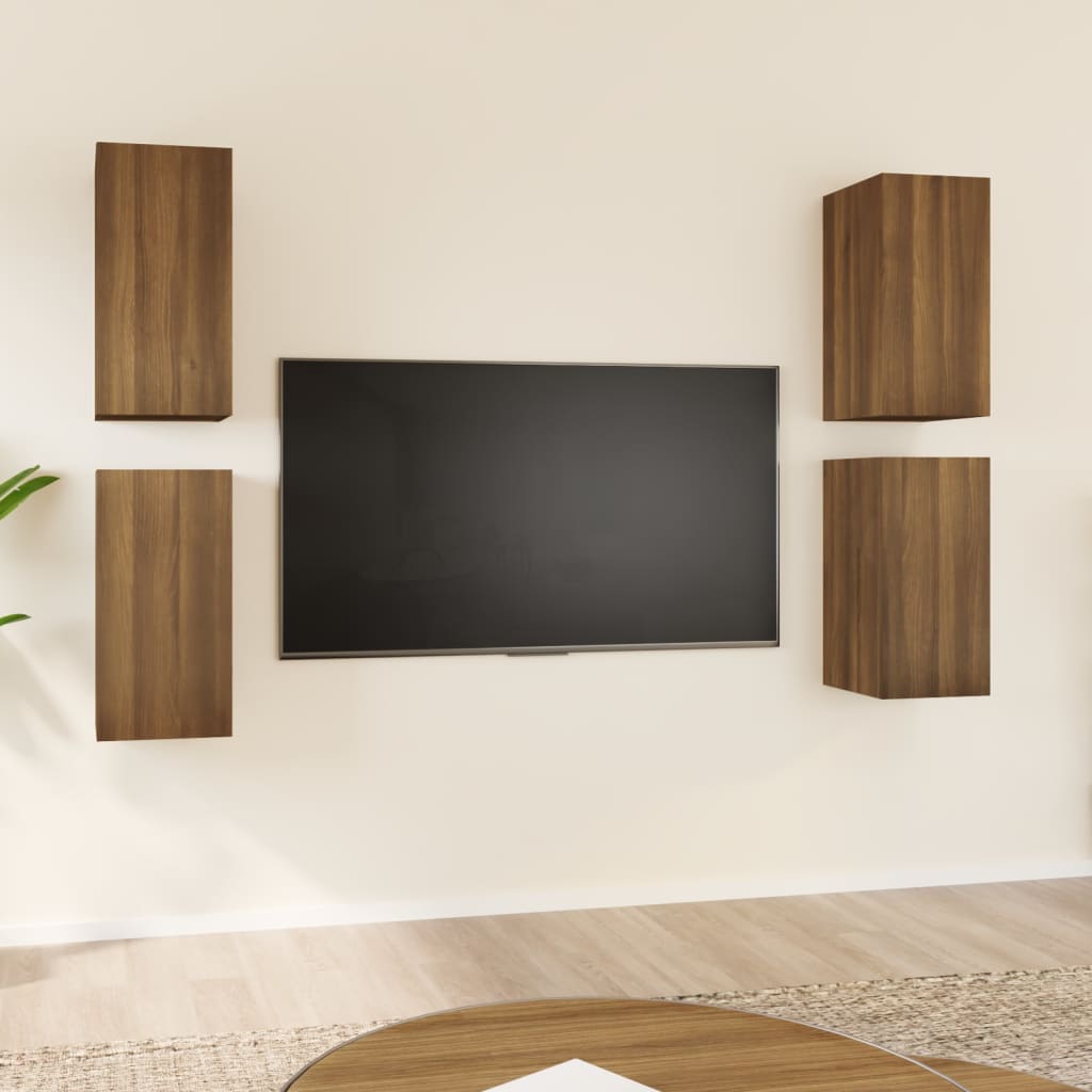 vidaXL TV Cabinets 4 pcs Brown Oak 30.5x30x60 cm Engineered Wood