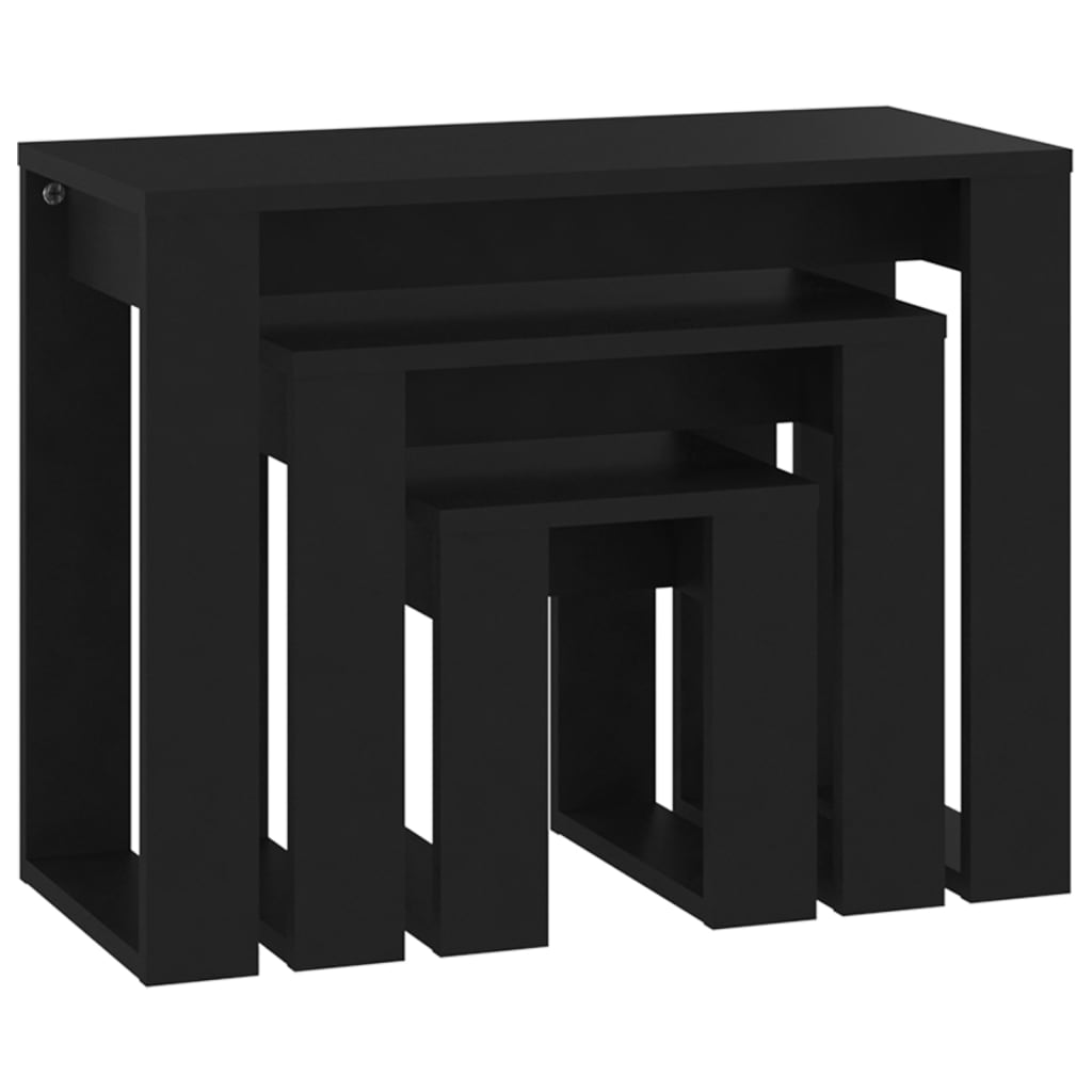 vidaXL Nesting Tables 3 pcs Black Engineered Wood