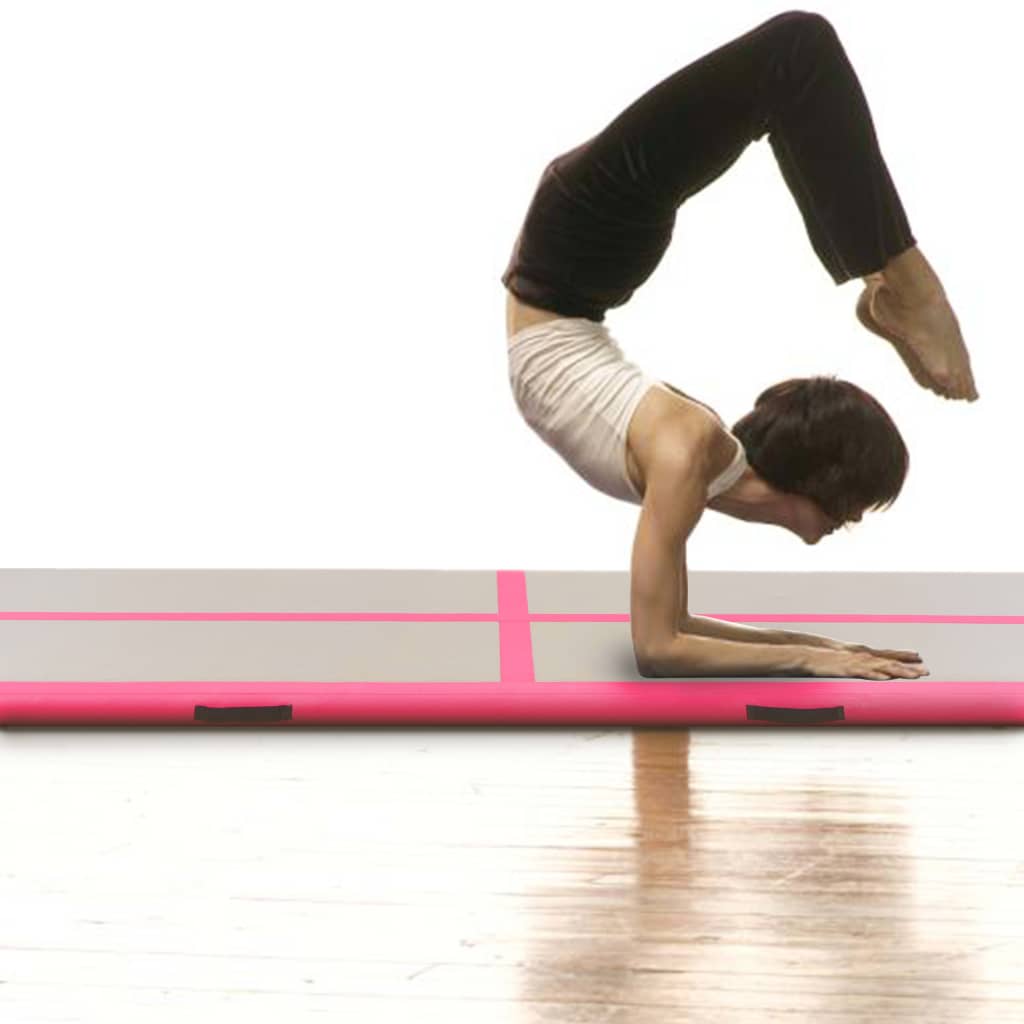 vidaXL Inflatable Gymnastics Mat with Pump 800x100x10 cm PVC Pink