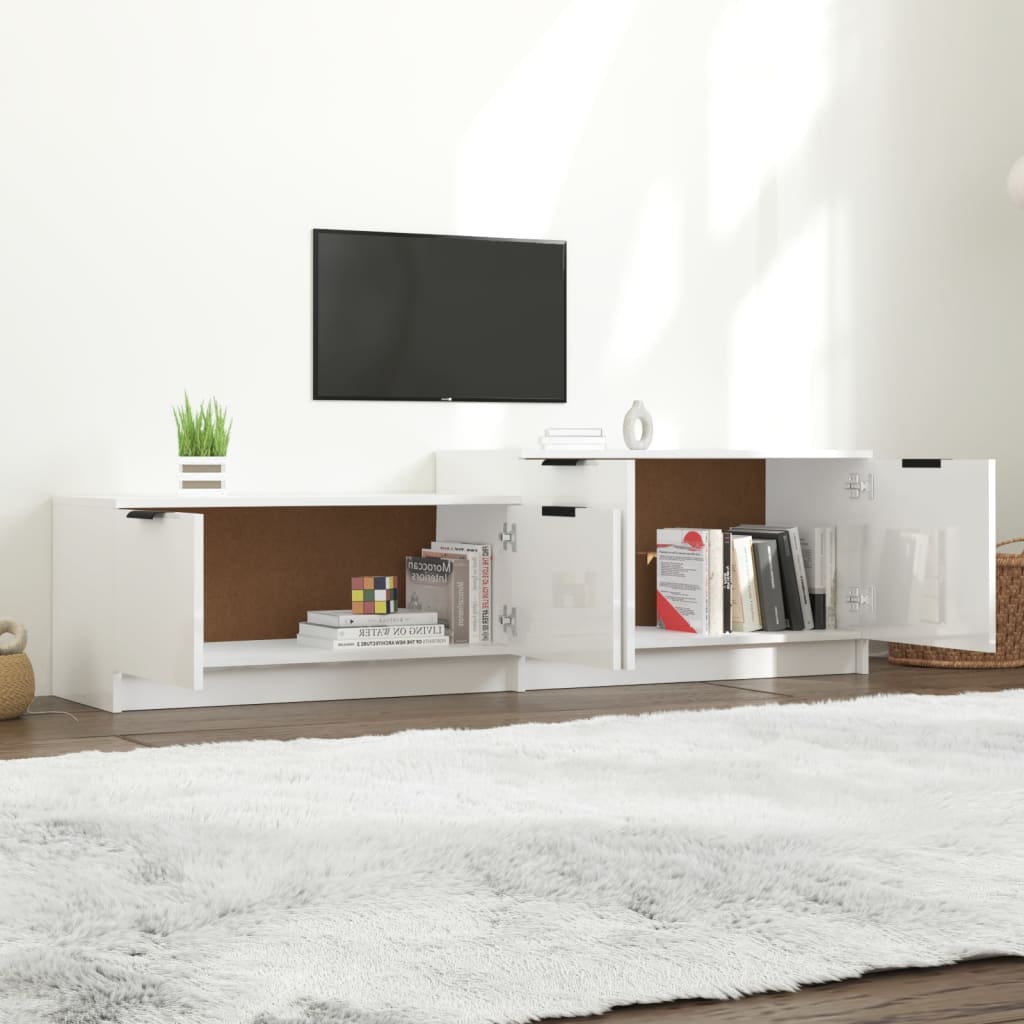 vidaXL TV Cabinet High Gloss White 158.5x36x45 cm Engineered Wood