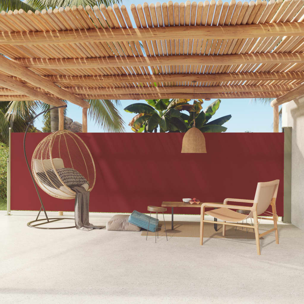 vidaXL Patio Retractable Side Awning 160x600 cm Red