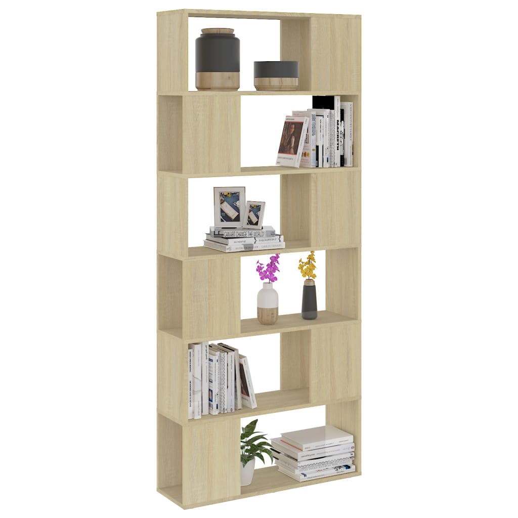 vidaXL Book Cabinet Room Divider Sonoma Oak 80x24x186 cm Engineered Wood