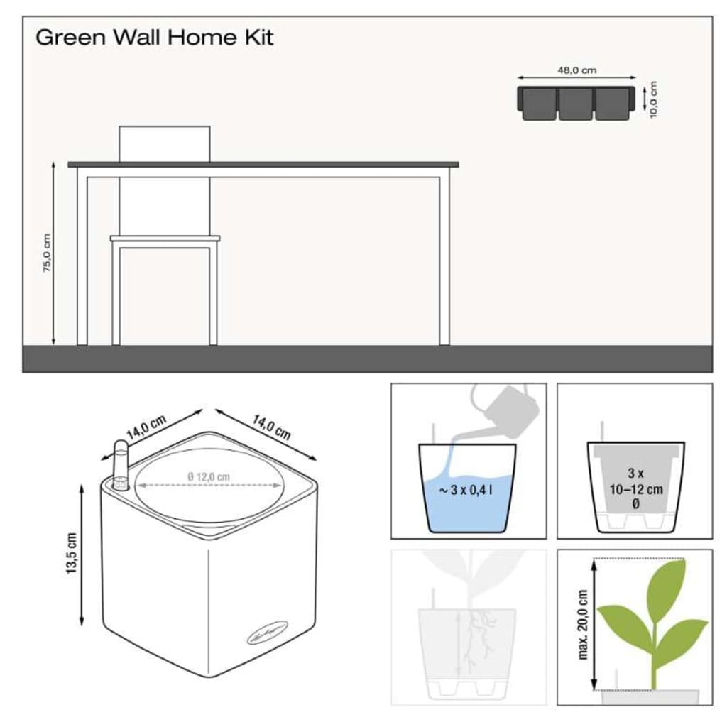 LECHUZA Planters 3 pcs Green Wall Home Kit White