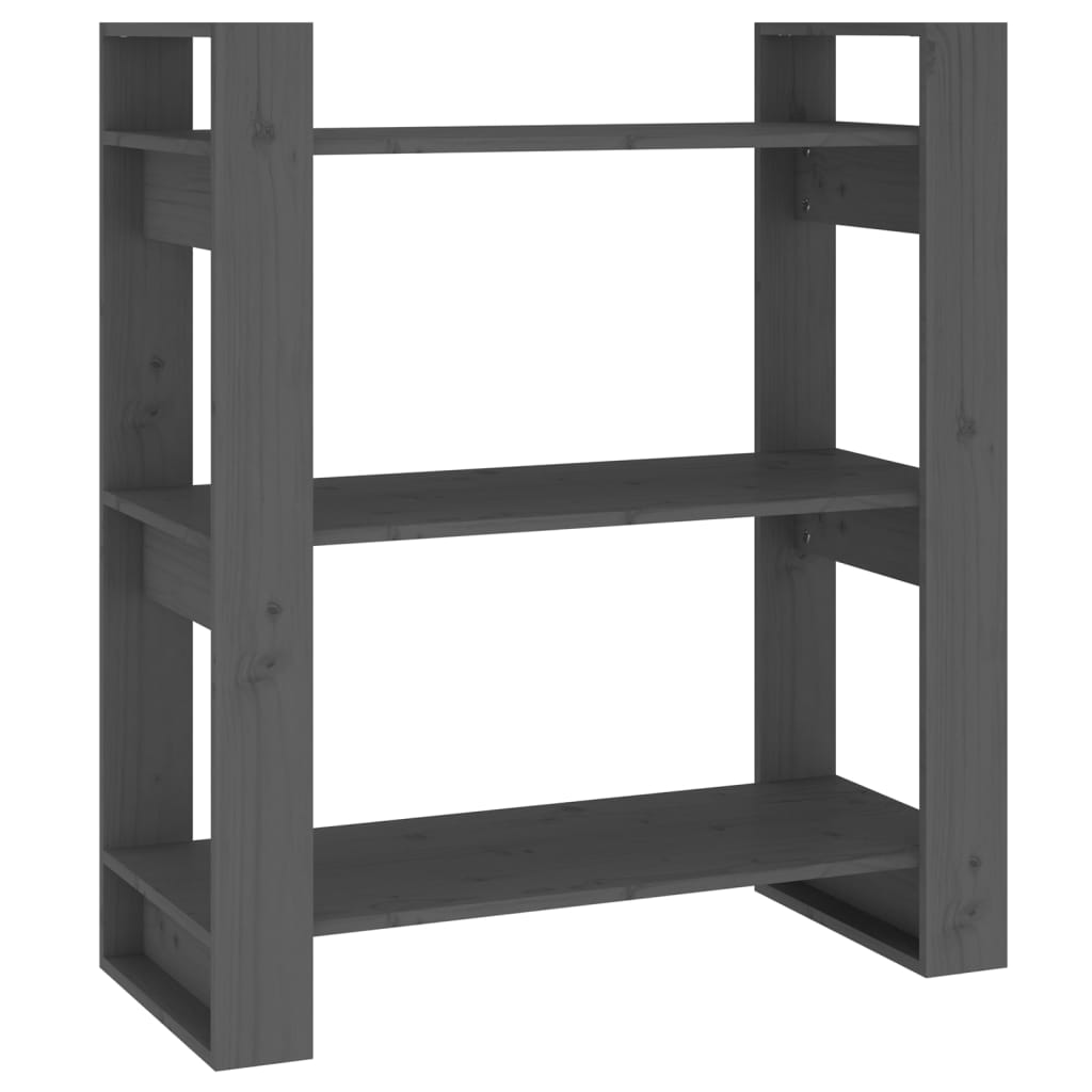 vidaXL Book Cabinet/Room Divider Grey 80x35x91 cm Solid Wood Pine