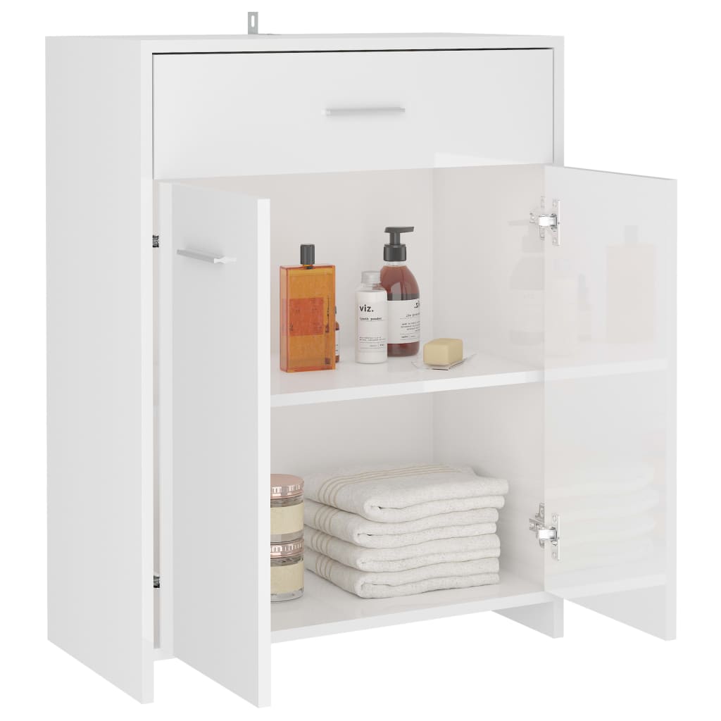 vidaXL Bathroom Cabinet High Gloss White 60x33x80 cm Engineered Wood