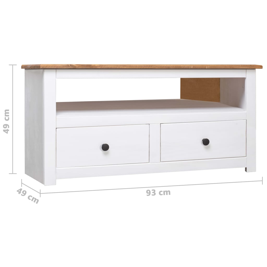 vidaXL Corner TV Cabinet White 93x49x49 cm Solid Pine Panama Range