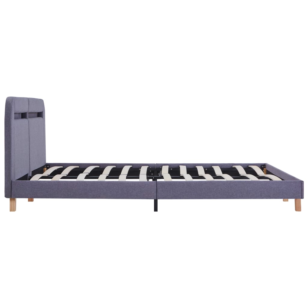 vidaXL Bed Frame with LED Light Grey Fabric 150x200 cm King Size