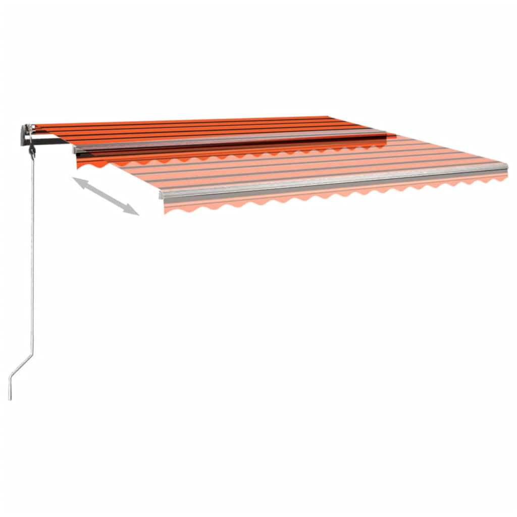 vidaXL Freestanding Manual Retractable Awning 400x300 cm Orange/Brown