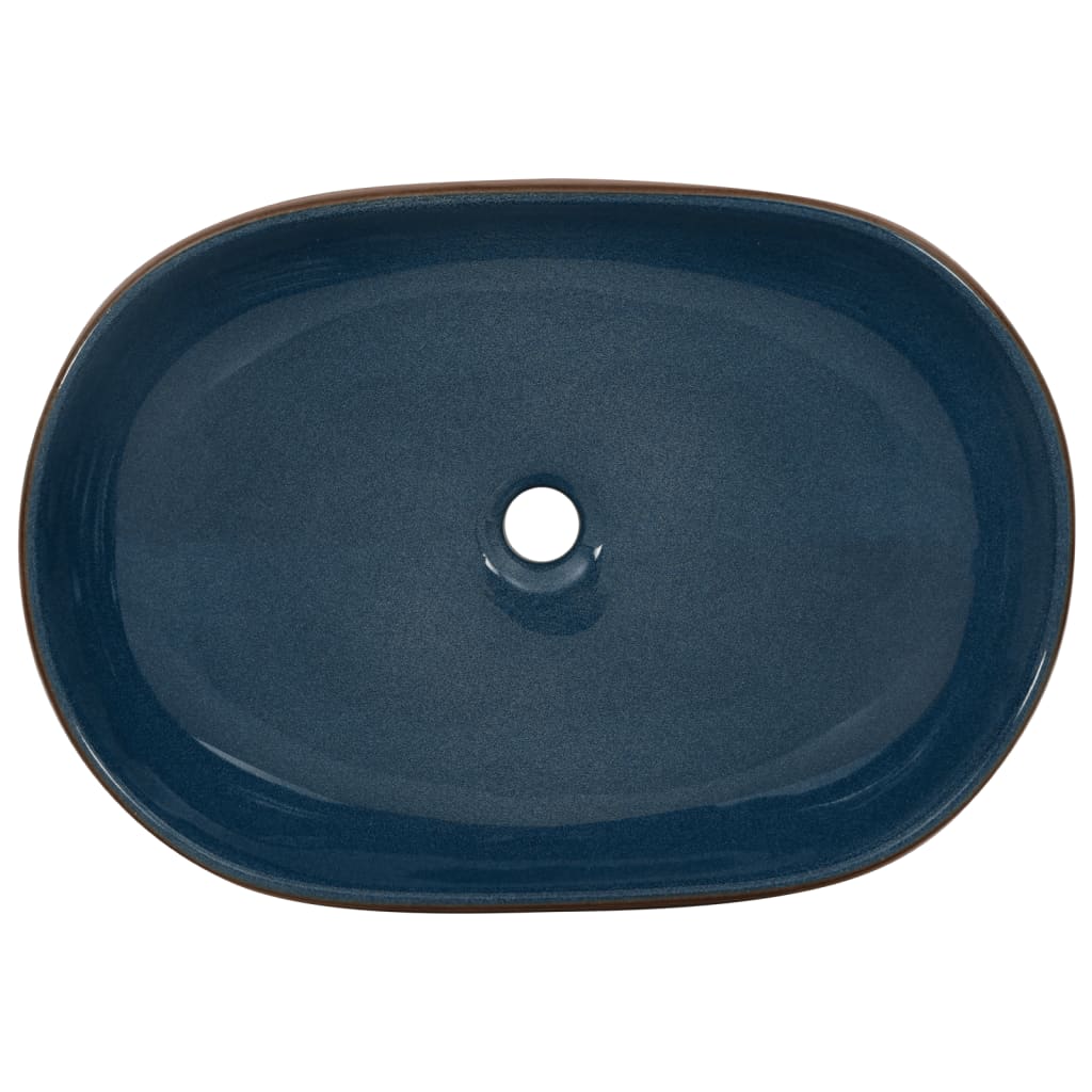 vidaXL Countertop Basin Brown and Blue Oval 59x40x14 cm Ceramic