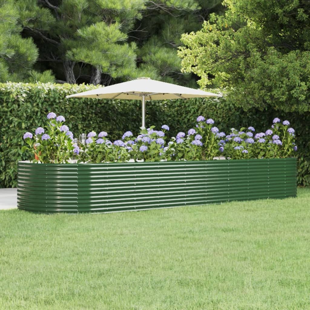 vidaXL Garden Raised Bed Green 447x140x68 cm Powder-coated Steel
