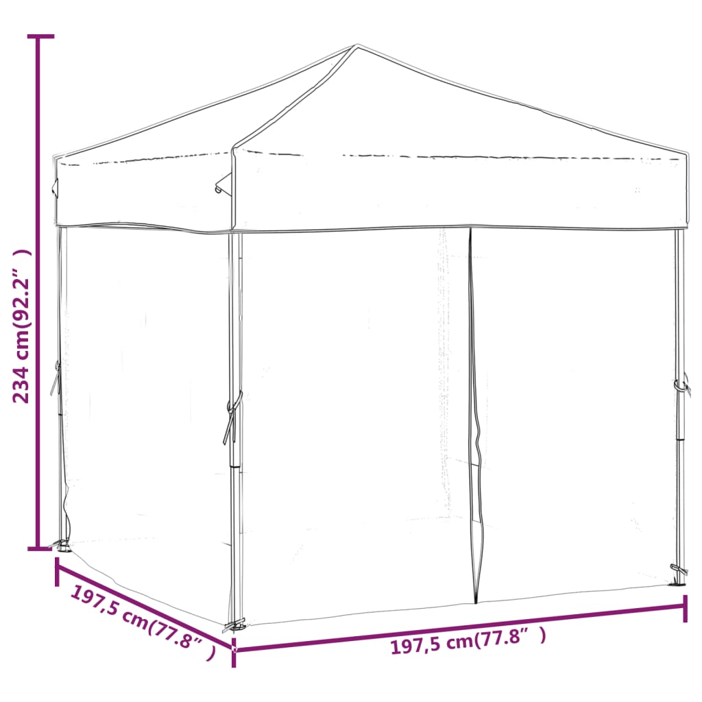 vidaXL Folding Party Tent with Sidewalls Cream 2x2 m
