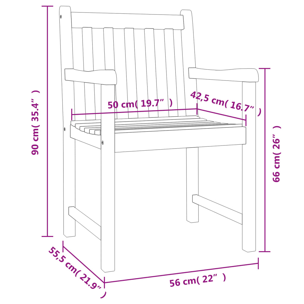 vidaXL Garden Chairs 8 pcs 56x55.5x90 cm Solid Wood Acacia