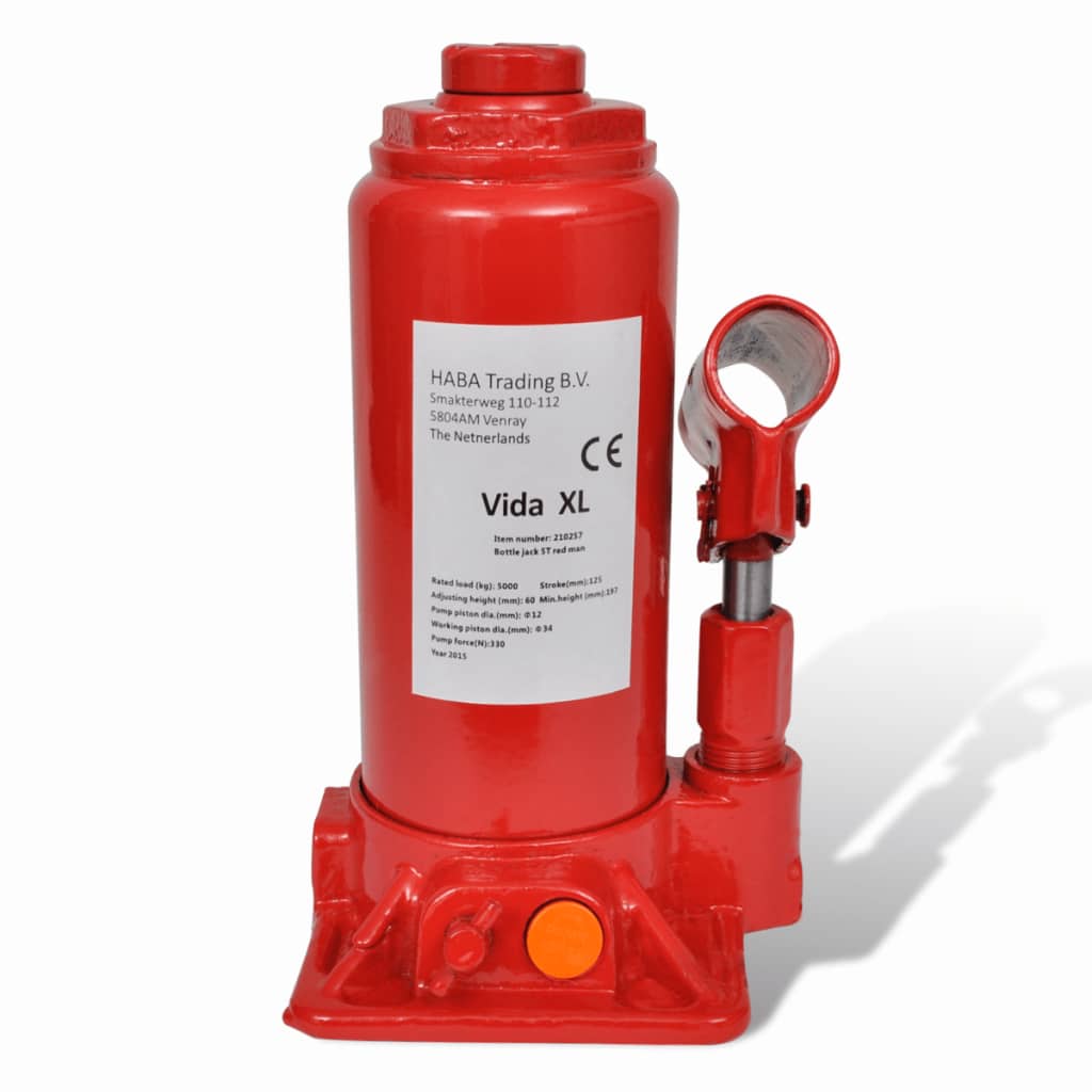 vidaXL Hydraulic Bottle Jack 5 Ton Red Car Lift Automotive