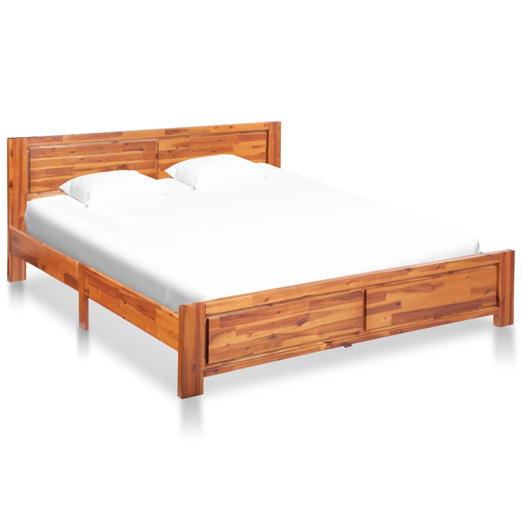 vidaXL Bed Frame with Cabinets Solid Acacia Wood Brown 160x200 cm