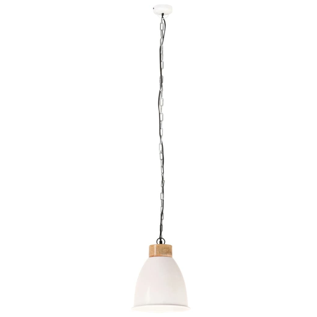 vidaXL Industrial Hanging Lamp White Iron & Solid Wood 23 cm E27