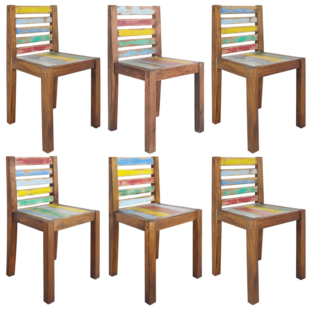 vidaXL Dining Chairs 6 pcs Solid Reclaimed Boat Wood