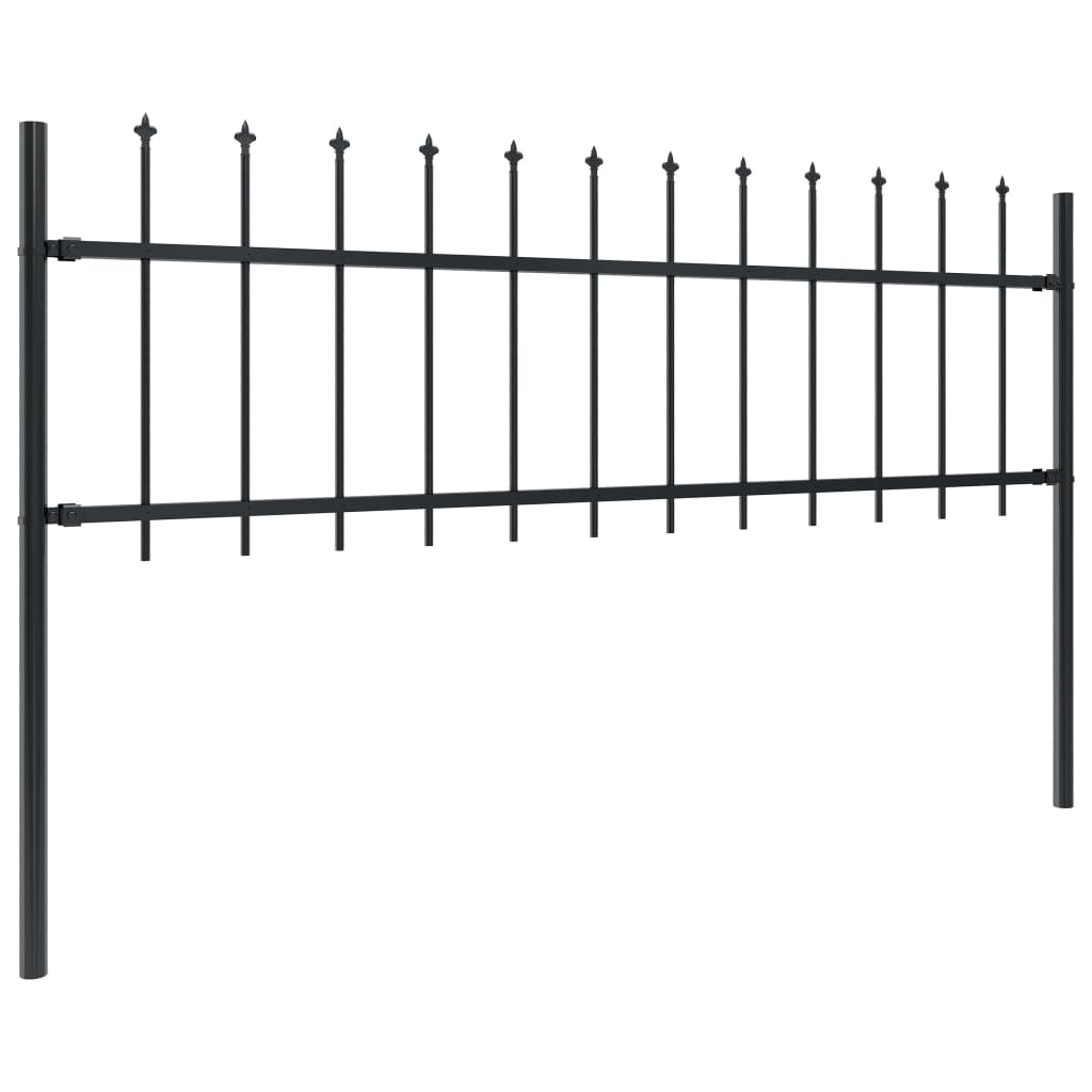 vidaXL Garden Fence with Spear Top Steel 15.3x0.6 m Black