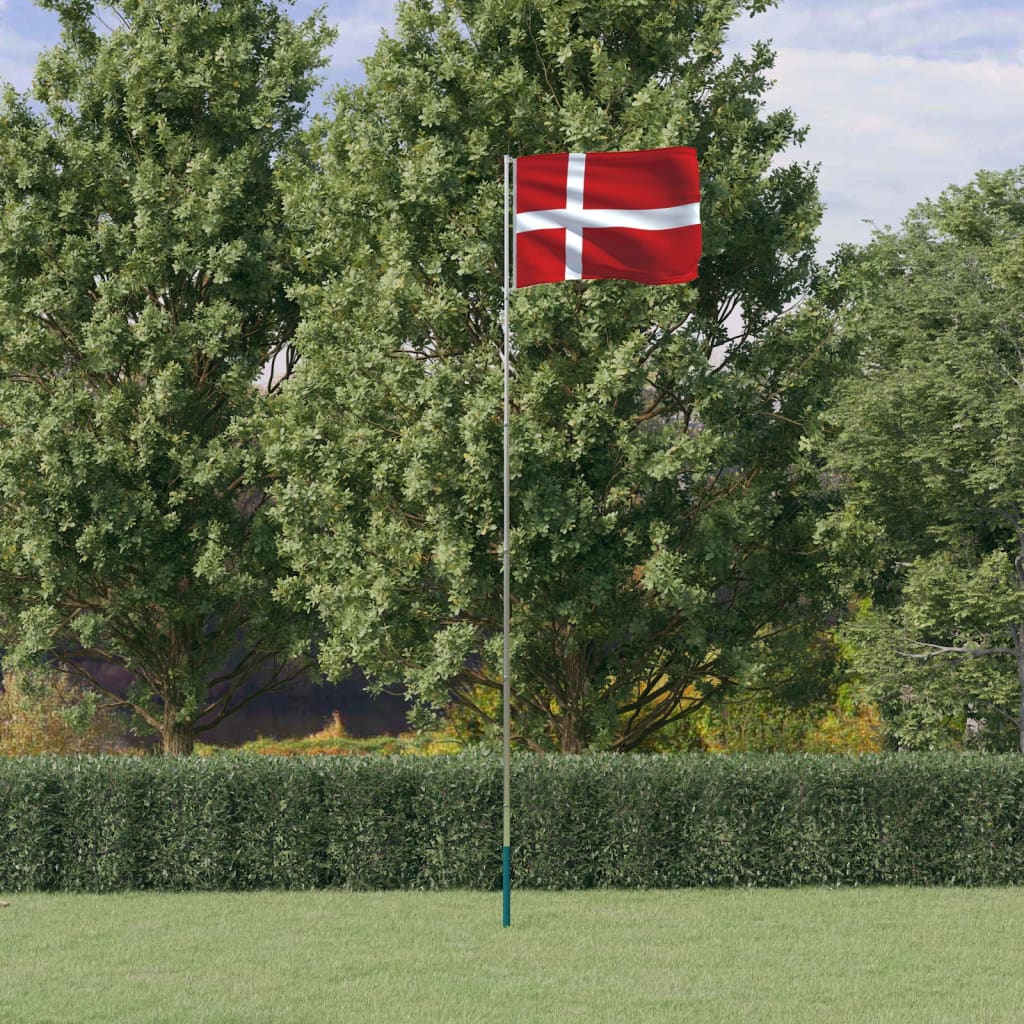 vidaXL Denmark Flag and Pole 5.55 m Aluminium