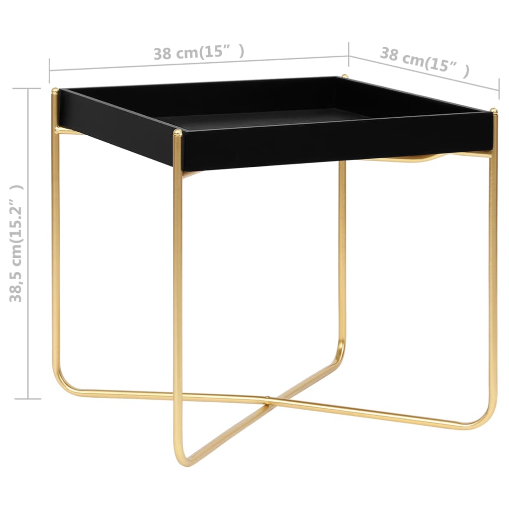 vidaXL Side Table Black and Gold 38x38x38.5 cm MDF