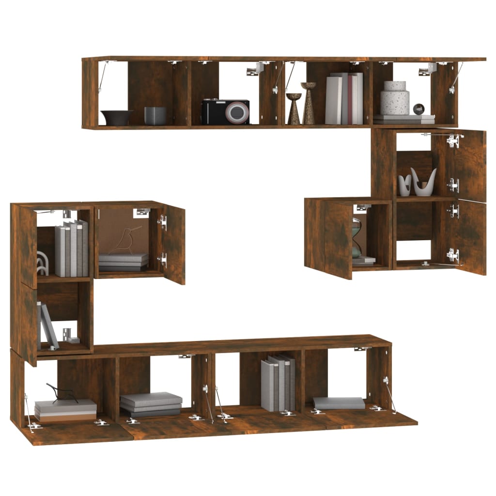 vidaXL Wall-mounted TV Cabinet Smoked Oak Engineered Wood