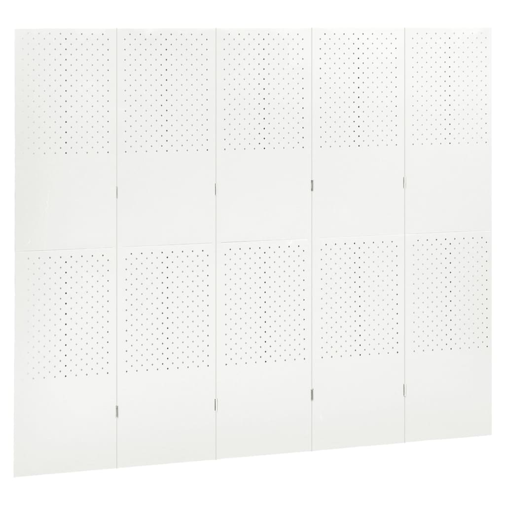 vidaXL 5-Panel Room Dividers 2 pcs White 200x180 cm Steel