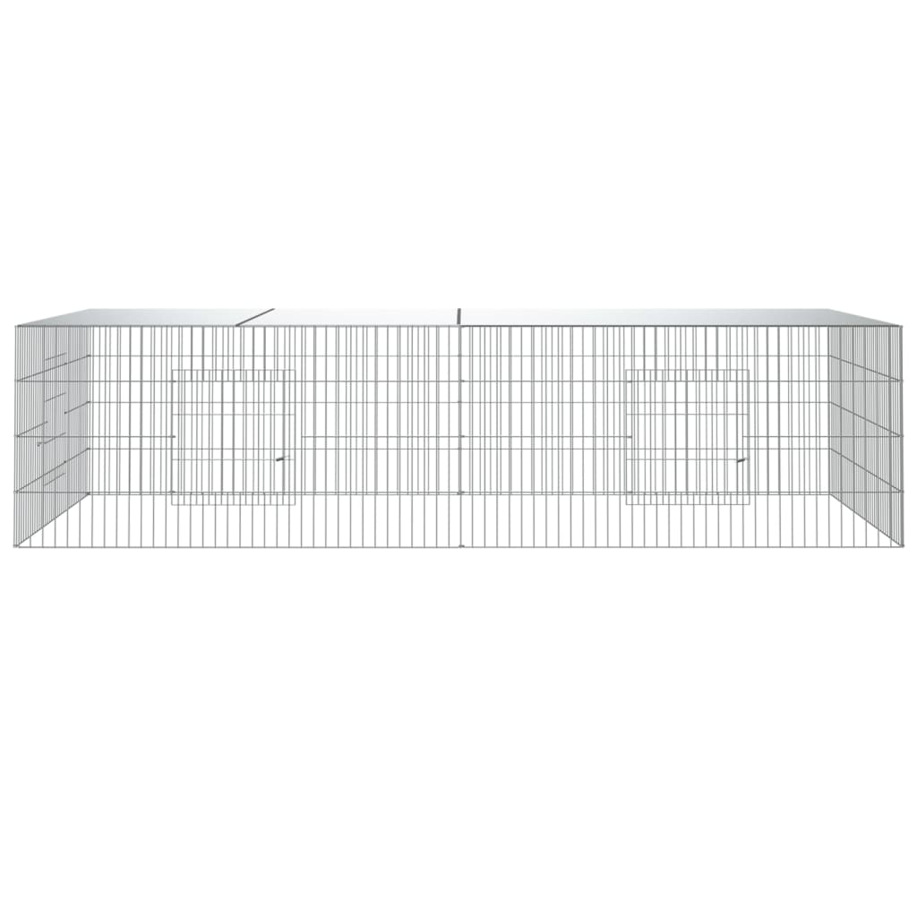 vidaXL 2-Panel Rabbit Cage 220x110x55 cm Galvanised Iron