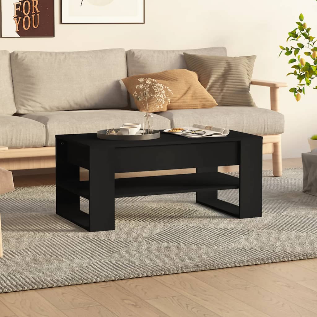 vidaXL Coffee Table Black 102x55x45 cm Engineered Wood