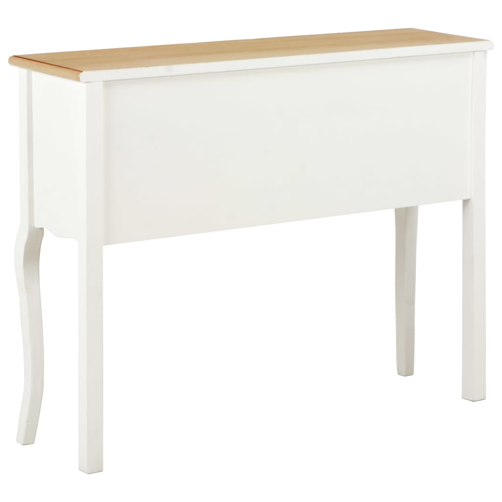 vidaXL Sideboard White and Brown 110x30x85 cm Solid Wood