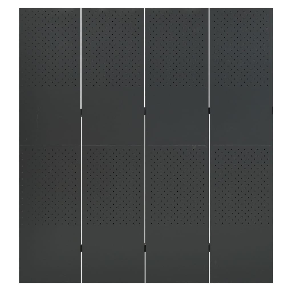 vidaXL 4-Panel Room Dividers 2 pcs Anthracite 160x180 cm Steel